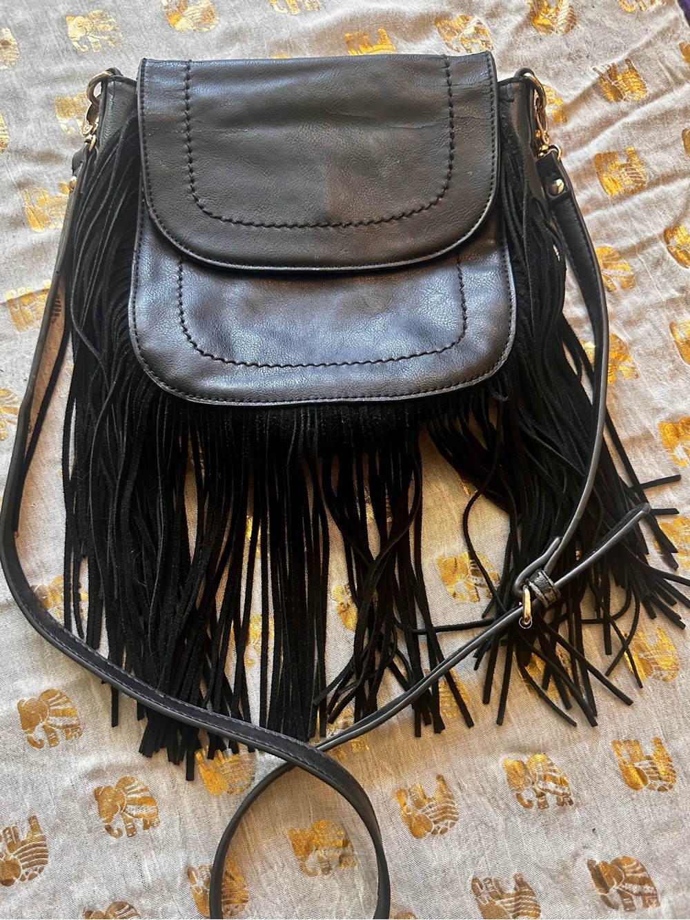 Urban Originals - Black Fringe Crossbody Shoulder Bag